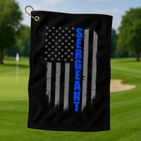 Thin Blue Line Flag For Police Sergeant Golf Towel