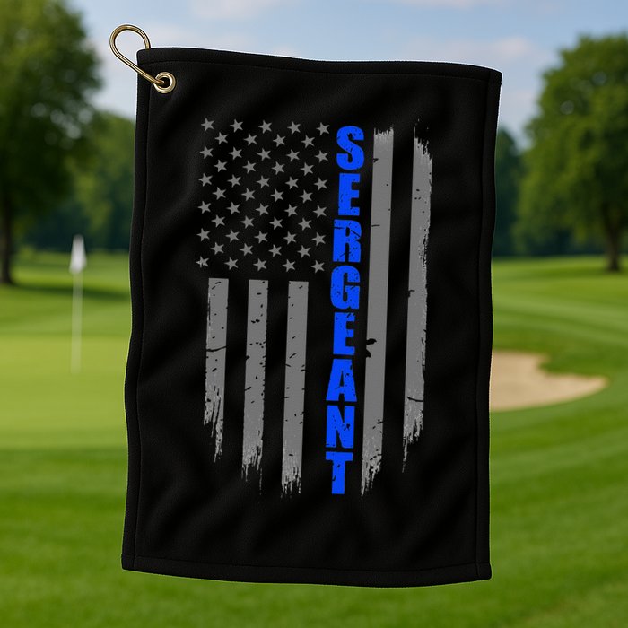 Thin Blue Line Flag For Police Sergeant Golf Towel