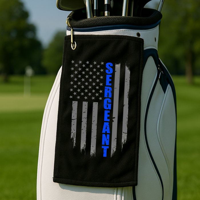 Thin Blue Line Flag For Police Sergeant Golf Towel