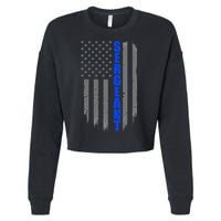 Thin Blue Line Flag For Police Sergeant Cropped Pullover Crew