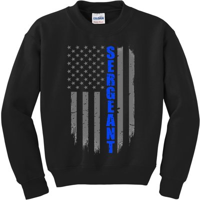Thin Blue Line Flag For Police Sergeant Kids Sweatshirt