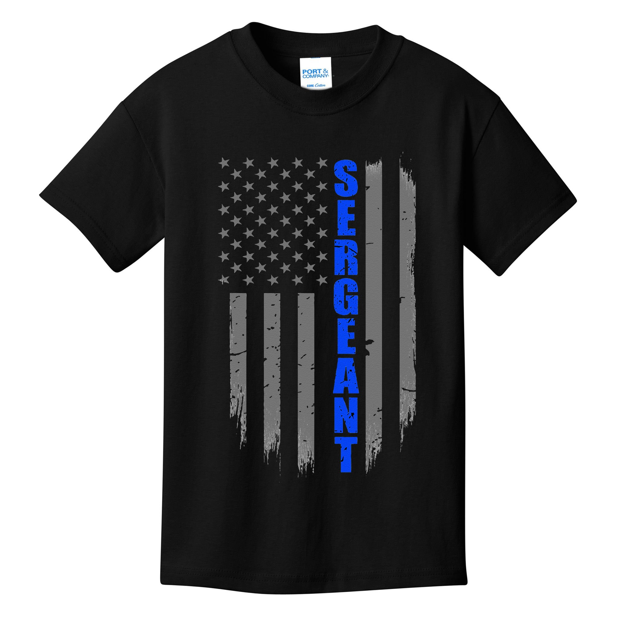 Thin Blue Line Flag For Police Sergeant Kids T-Shirt