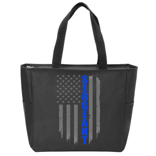 Thin Blue Line Flag For Police Sergeant Zip Tote Bag