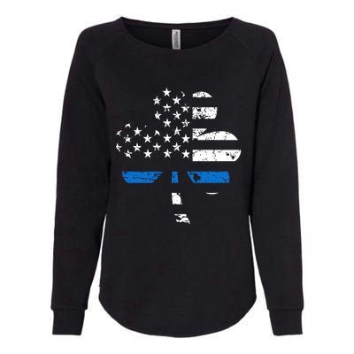 Thin Blue Line Usa Flag Shamrock Police St Patricks Day Gift Womens California Wash Sweatshirt