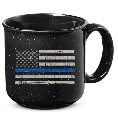 Thin Blue Line Flag  Police Pocket Size Flag 15oz Campfire Ceramic Mug