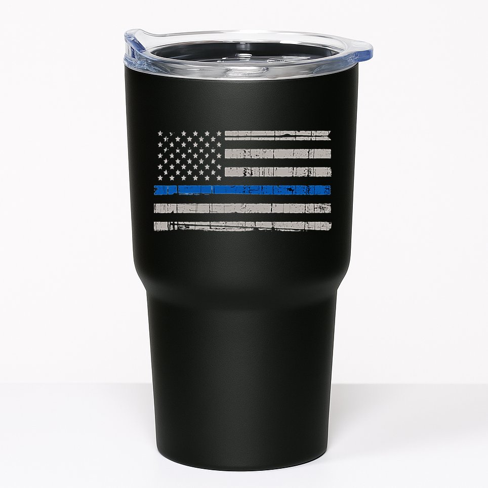Thin Blue Line Flag  Police Pocket Size Flag Tumbler