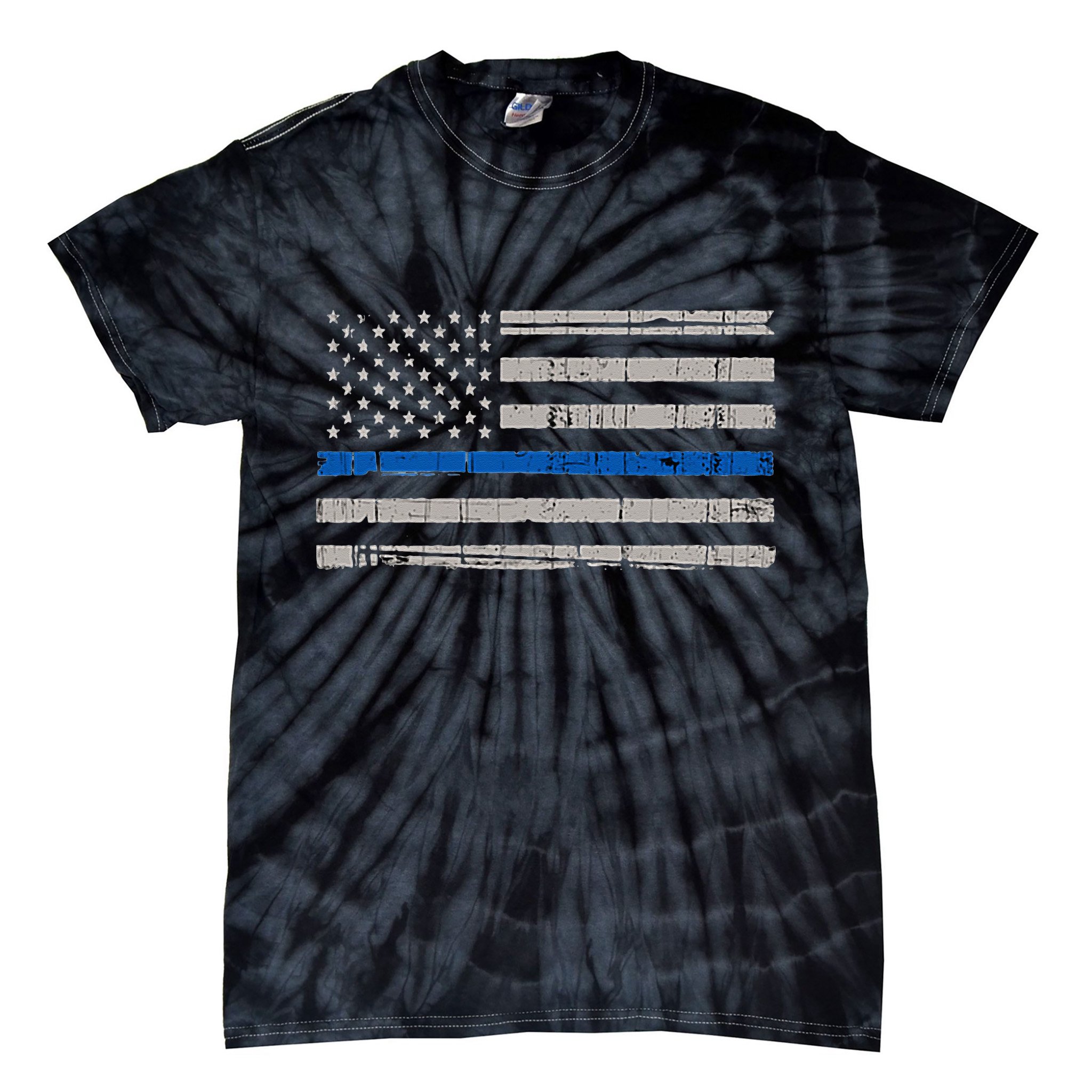 Thin Blue Line Flag  Police Pocket Size Flag Tie-Dye T-Shirt