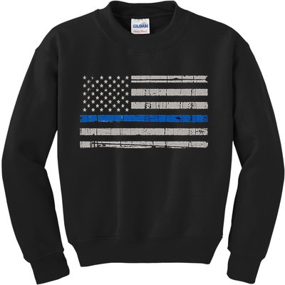 Thin Blue Line Flag  Police Pocket Size Flag Kids Sweatshirt