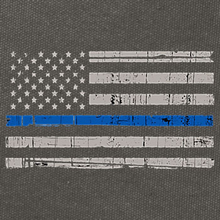 Thin Blue Line Flag  Police Pocket Size Flag Cotton Canvas Backpack