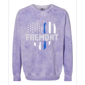 Thin Blue Line Heart Fremont CA Police Officer Patriotic Colorblast Crewneck Sweatshirt