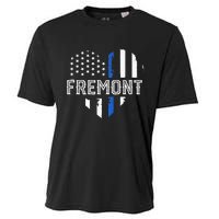 Thin Blue Line Heart Fremont CA Police Officer Patriotic Cooling Performance Crew T-Shirt