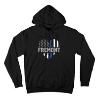 Thin Blue Line Heart Fremont CA Police Officer Patriotic Hoodie