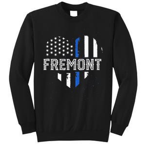 Thin Blue Line Heart Fremont CA Police Officer Patriotic Sweatshirt