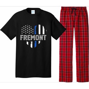 Thin Blue Line Heart Fremont CA Police Officer Patriotic Pajama Set