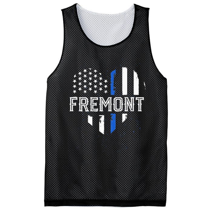 Thin Blue Line Heart Fremont CA Police Officer Patriotic Mesh Reversible Basketball Jersey Tank