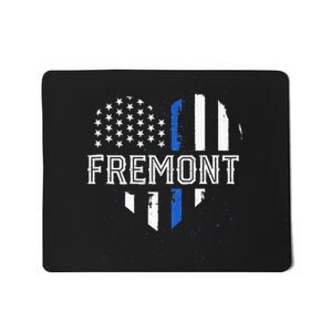 Thin Blue Line Heart Fremont CA Police Officer Patriotic Mousepad