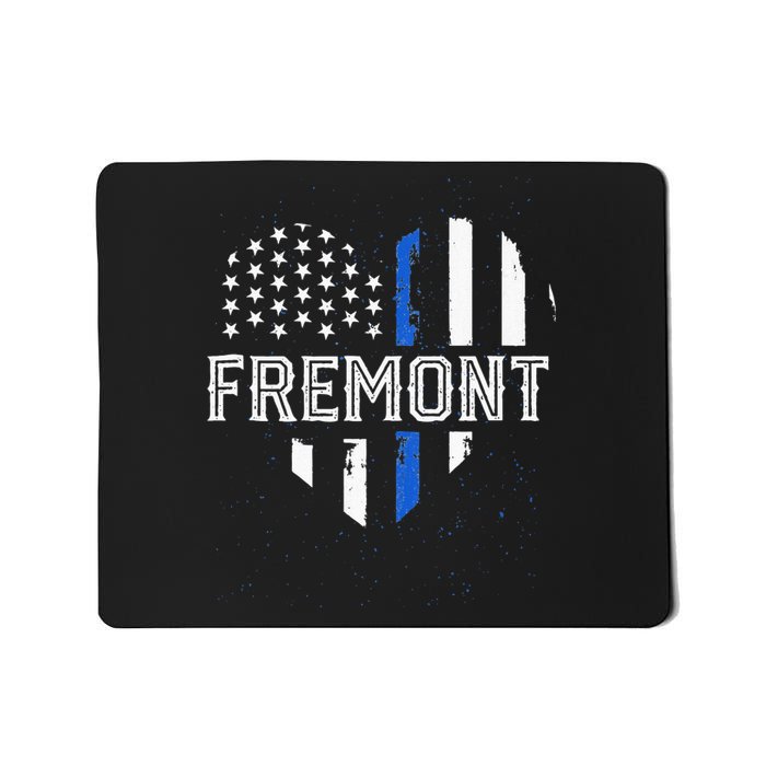 Thin Blue Line Heart Fremont CA Police Officer Patriotic Mousepad