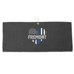 Thin Blue Line Heart Fremont CA Police Officer Patriotic Large Microfiber Waffle Golf Towel