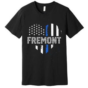 Thin Blue Line Heart Fremont CA Police Officer Patriotic Premium T-Shirt