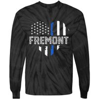 Thin Blue Line Heart Fremont CA Police Officer Patriotic Tie-Dye Long Sleeve Shirt