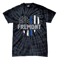 Thin Blue Line Heart Fremont CA Police Officer Patriotic Tie-Dye T-Shirt