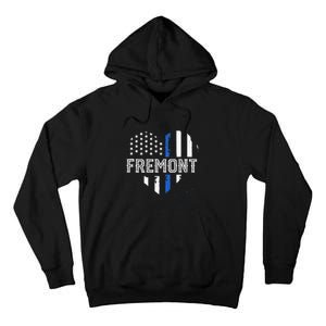 Thin Blue Line Heart Fremont CA Police Officer Patriotic Tall Hoodie