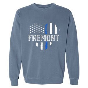 Thin Blue Line Heart Fremont CA Police Officer Patriotic Garment-Dyed Sweatshirt