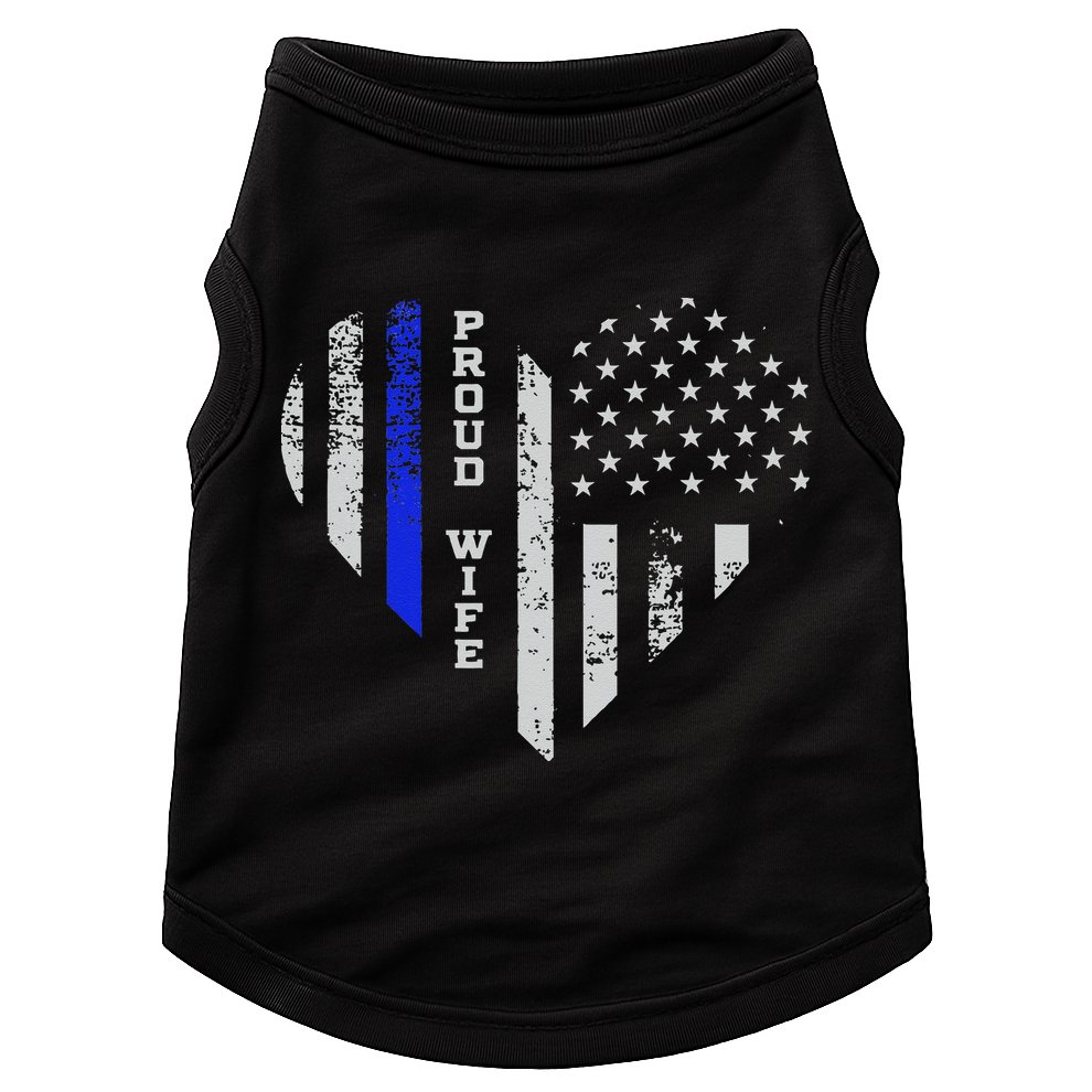 Thin Blue Line Heart Wife Of Police Proud USA Doggie Tank