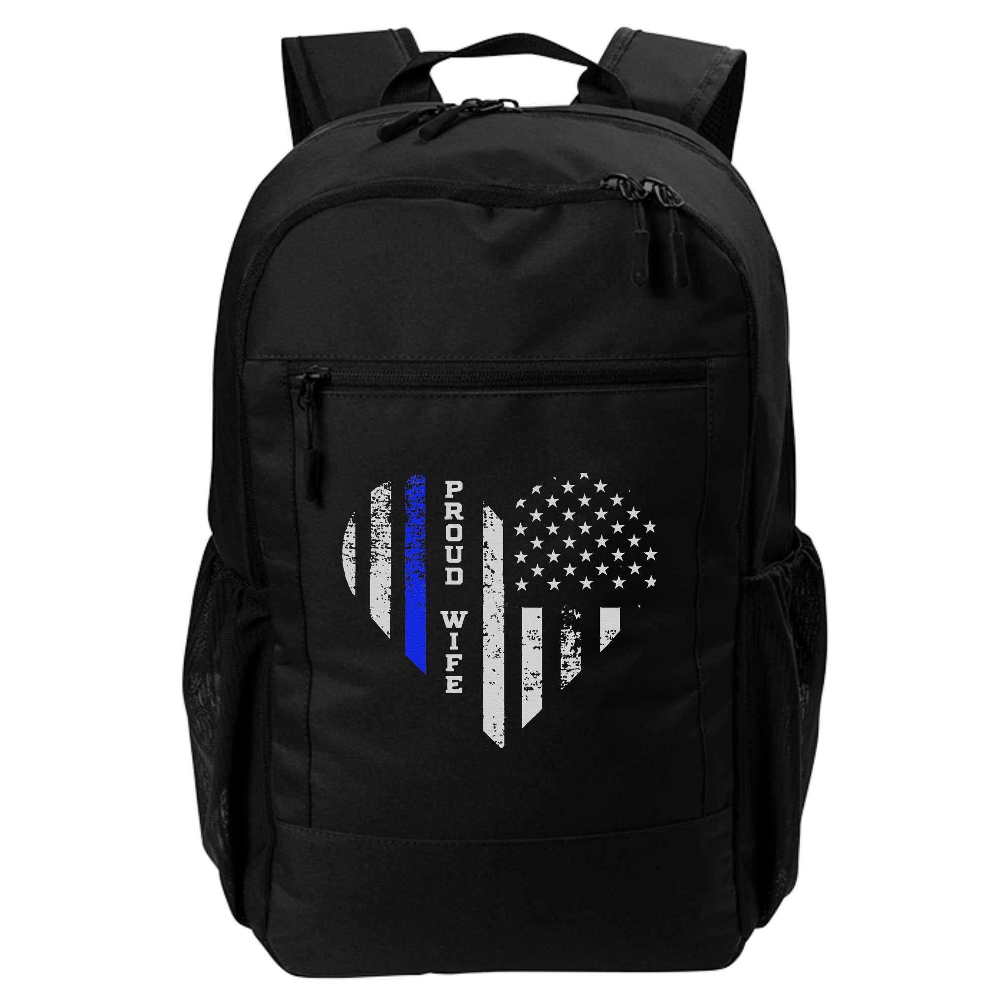 Thin Blue Line Heart Wife Of Police Proud USA Backpack