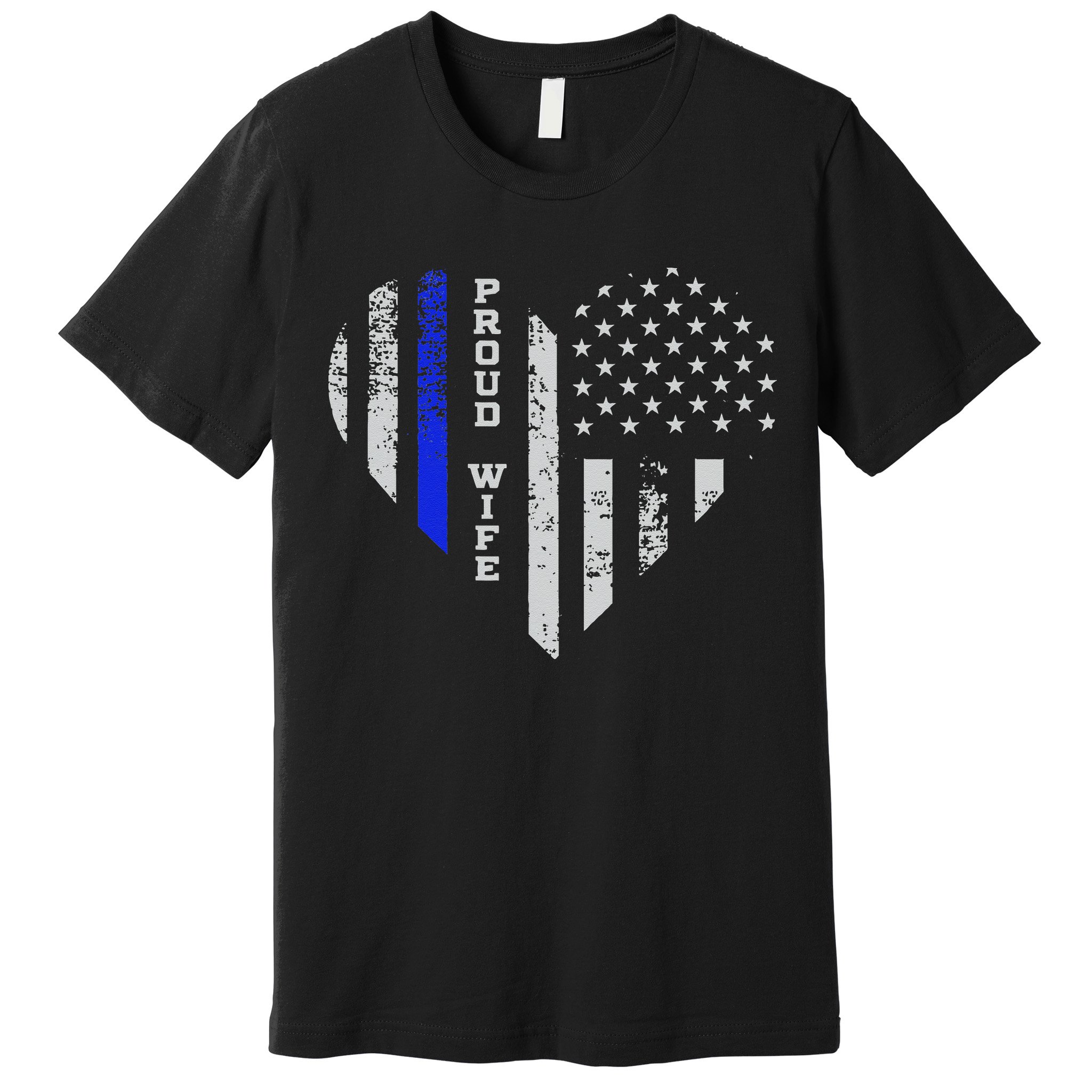 Thin Blue Line Heart Wife Of Police Proud USA Premium T-Shirt