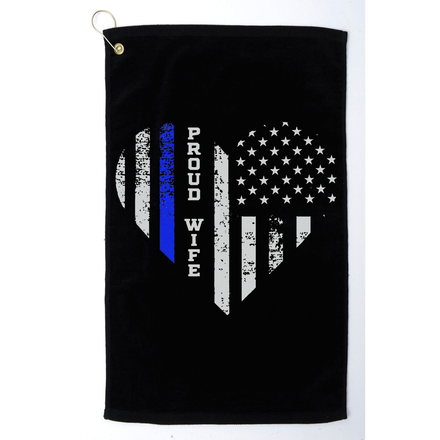 Thin Blue Line Heart Wife Of Police Proud USA Golf Towel
