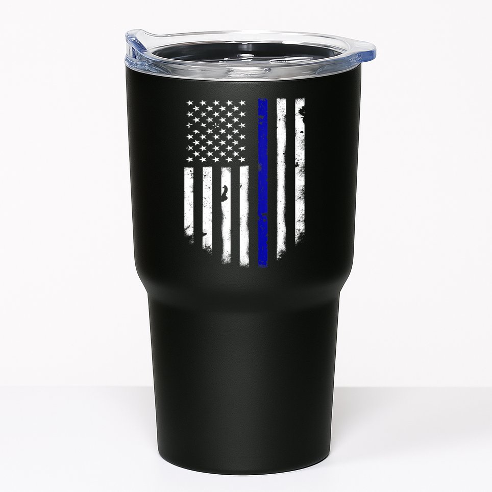Thin Blue Line American Flag Shirt Cool Police Support Tee Tumbler