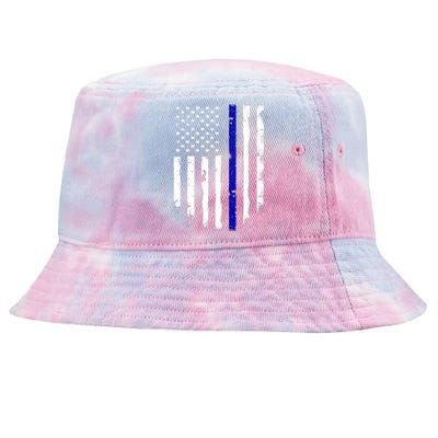 Thin Blue Line American Flag Shirt Cool Police Support Tee Tie-Dyed Bucket Hat