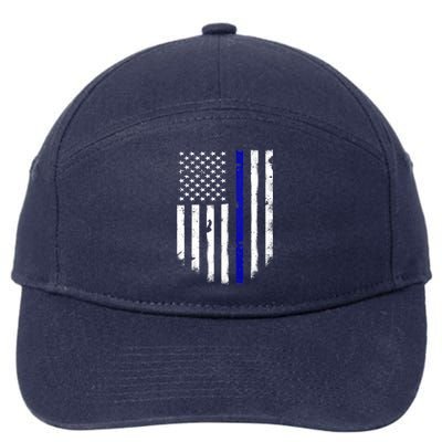 Thin Blue Line American Flag Shirt Cool Police Support Tee 7-Panel Snapback Hat