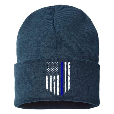 Thin Blue Line American Flag Shirt Cool Police Support Tee Sustainable Knit Beanie