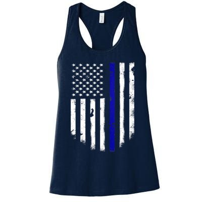 Thin Blue Line American Flag Shirt Cool Police Support Tee Womens Tank Top