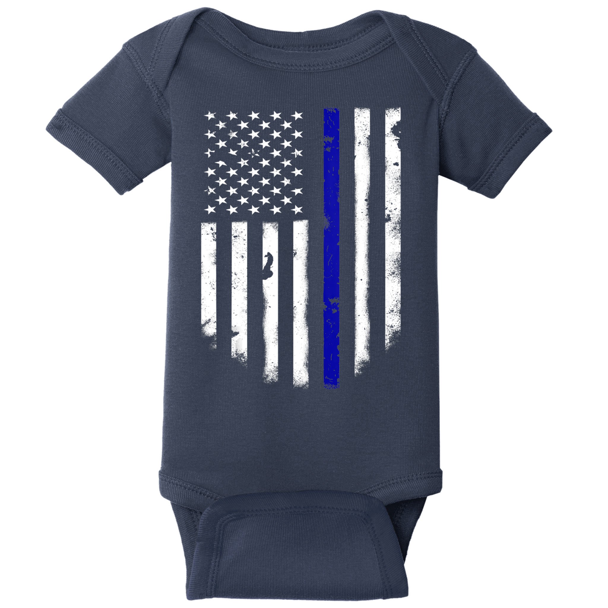 Thin Blue Line American Flag Shirt Cool Police Support Tee Baby Bodysuit