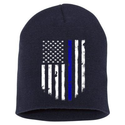 Thin Blue Line American Flag Shirt Cool Police Support Tee Short Acrylic Beanie