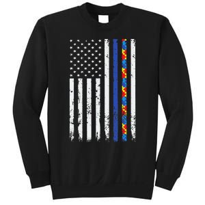 Thin Blue Line Police Support Autism 4th July Mom Dad Flag Sweatshirt