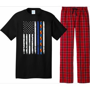 Thin Blue Line Police Support Autism 4th July Mom Dad Flag Pajama Set