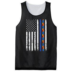 Thin Blue Line Police Support Autism 4th July Mom Dad Flag Mesh Reversible Basketball Jersey Tank