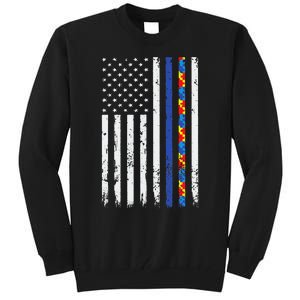 Thin Blue Line Police Support Autism 4th July Mom Dad Flag Tall Sweatshirt