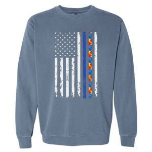 Thin Blue Line Police Support Autism 4th July Mom Dad Flag Garment-Dyed Sweatshirt