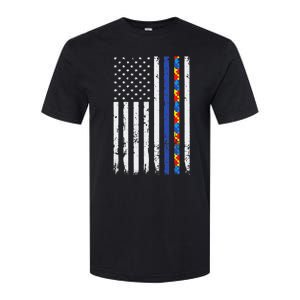 Thin Blue Line Police Support Autism 4th July Mom Dad Flag Softstyle CVC T-Shirt