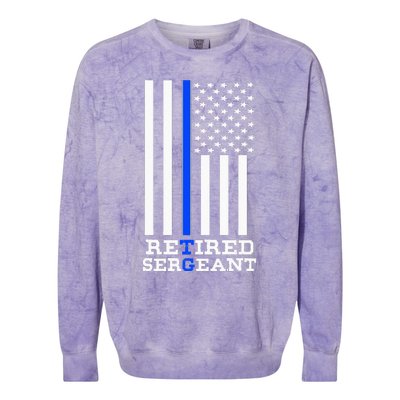 Thin Blue Line Retired Police Sergean Retirement Gift Colorblast Crewneck Sweatshirt