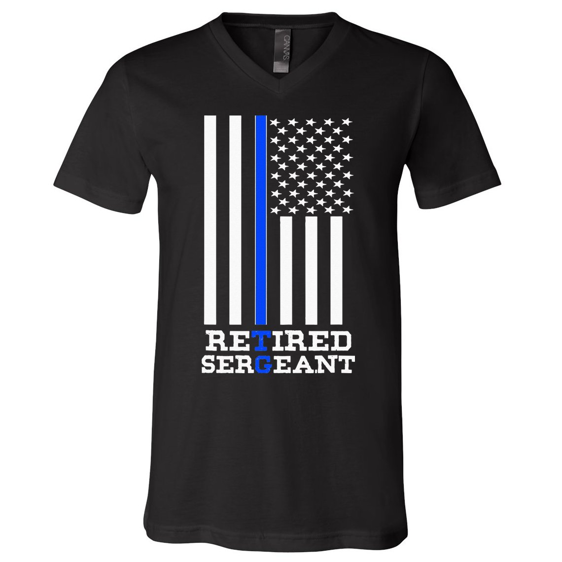 Thin Blue Line Retired Police Sergean Retirement Gift V-Neck T-Shirt