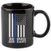 Thin Blue Line Retired Police Sergean Retirement Gift 11oz C Handle Ceramic Mug