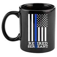 Thin Blue Line Retired Police Sergean Retirement Gift 11oz C Handle Ceramic Mug