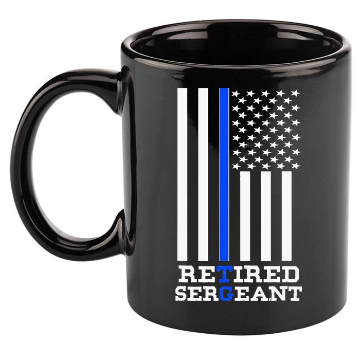 Thin Blue Line Retired Police Sergean Retirement Gift 11oz C Handle Ceramic Mug