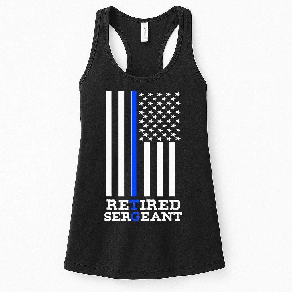 Thin Blue Line Retired Police Sergean Retirement Gift Womens Tank Top